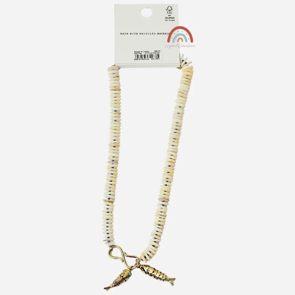 New! Madewell Beaded Fish Statement Necklace - Picture 3 of 7